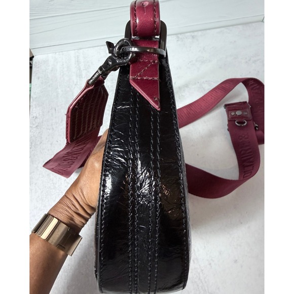 Zadig & Voltaire Moonrock Bag Glossy Red Leather Guitar Motif Studs Chain Strap - Picture 13 of 16